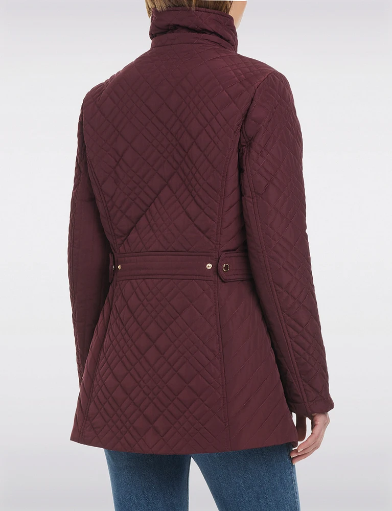 Zip-Up Hooded Water-Resistant Quilted Jacket by Jones New York