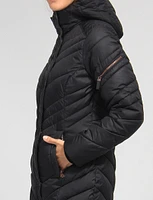 Hooded Long Water-Resistant Light Puffer Jacket by Andrew Marc