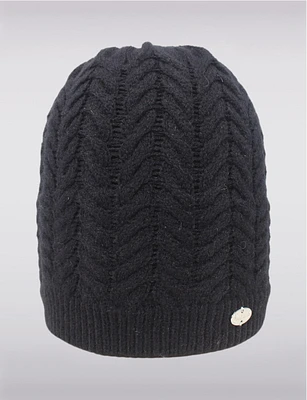 Elegant Stretchy Herringbone Cable Knit Beanie with Fleece-Lined Band by Bula