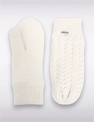 Cozy Herringbone Cable-Knit Mittens with Fleece Lining and Logo Detail by Bula