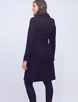 Classy Wool Blend Crossover Collar Belted Coat by Cole Haan