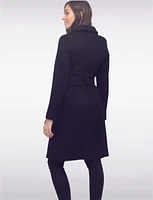 Classy Wool Blend Crossover Collar Belted Coat by Cole Haan