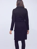 Classy Wool Blend Crossover Collar Belted Coat by Cole Haan