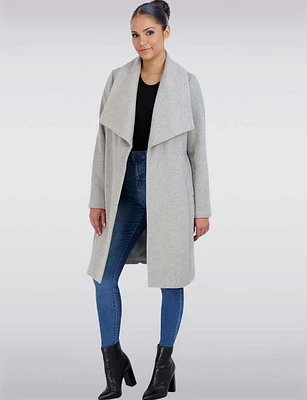 Elegant Wool High Collar Belted Trench Coat by Cole Haan