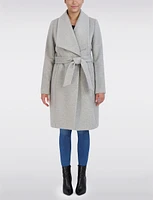 Elegant Wool High Collar Belted Trench Coat by Cole Haan