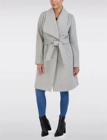 Elegant Wool High Collar Belted Trench Coat by Cole Haan