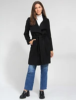 Versatile Lapel Crossover Collar Belted Wool Blend Trench Coat by Cole Haan