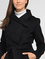 Versatile Lapel Crossover Collar Belted Wool Blend Trench Coat by Cole Haan