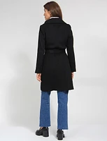 Versatile Lapel Crossover Collar Belted Wool Blend Trench Coat by Cole Haan