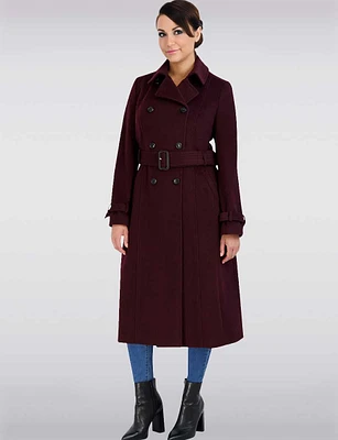 Luxurious Double-Breasted Wool Belted Maxi Trench Coat by Cole Haan