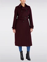 Luxurious Double-Breasted Wool Belted Maxi Trench Coat by Cole Haan