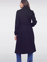 Luxurious Double-Breasted Wool Belted Maxi Trench Coat by Cole Haan