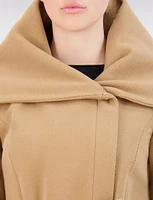 Vegan Large Wrap Collar Trench Coat with Oversized Hood by Cole Haan