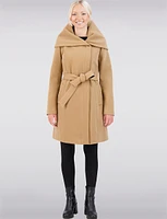 Vegan Large Wrap Collar Trench Coat with Oversized Hood by Cole Haan