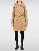 Vegan Large Wrap Collar Trench Coat with Oversized Hood by Cole Haan