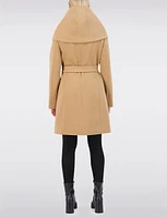 Vegan Large Wrap Collar Trench Coat with Oversized Hood by Cole Haan