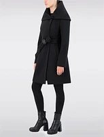 Vegan Large Wrap Collar Trench Coat with Oversized Hood by Cole Haan