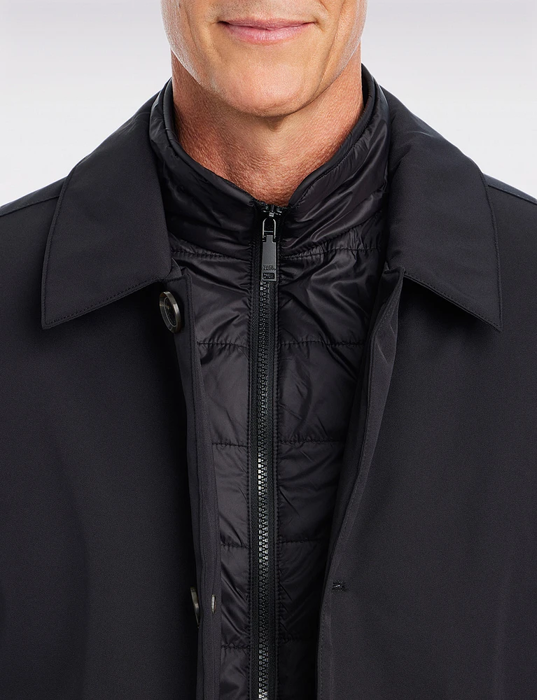 Men's Sleek Vegan Poly Raincoat Matte Black by Vince Camuto