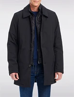 Men's Sleek Vegan Poly Raincoat Matte Black by Vince Camuto