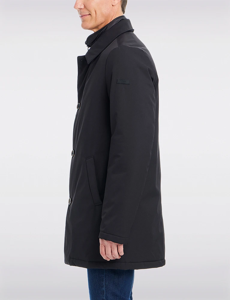 Men's Sleek Vegan Poly Raincoat Matte Black by Vince Camuto