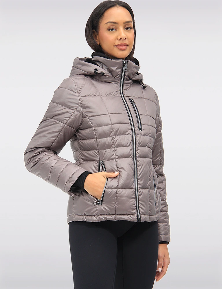 Exclusive Vegan Short Eco-Down Hooded Cire Puffer Winter Jacket by Loop