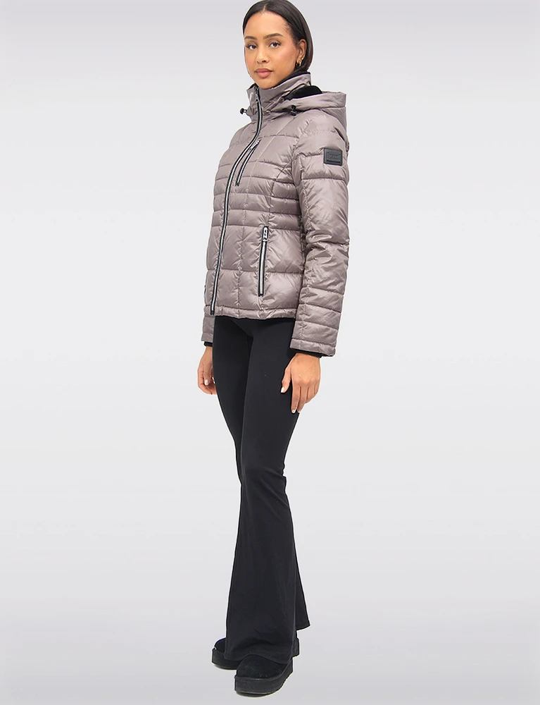 Exclusive Vegan Short Eco-Down Hooded Cire Puffer Winter Jacket by Loop
