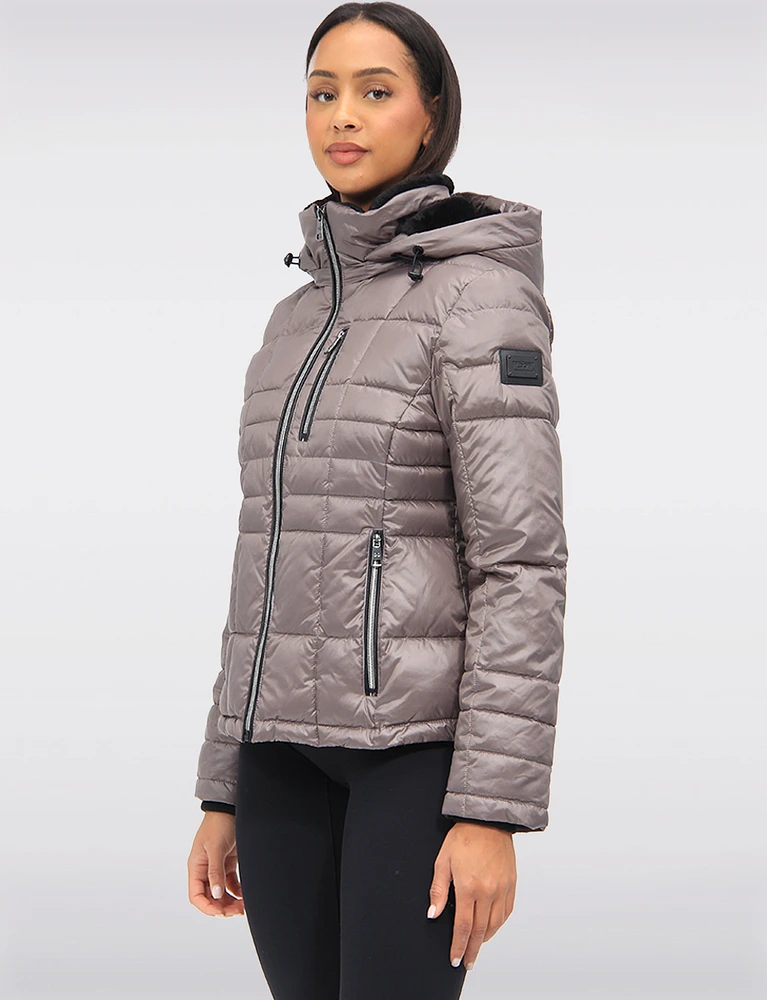 Exclusive Vegan Short Eco-Down Hooded Cire Puffer Winter Jacket by Loop