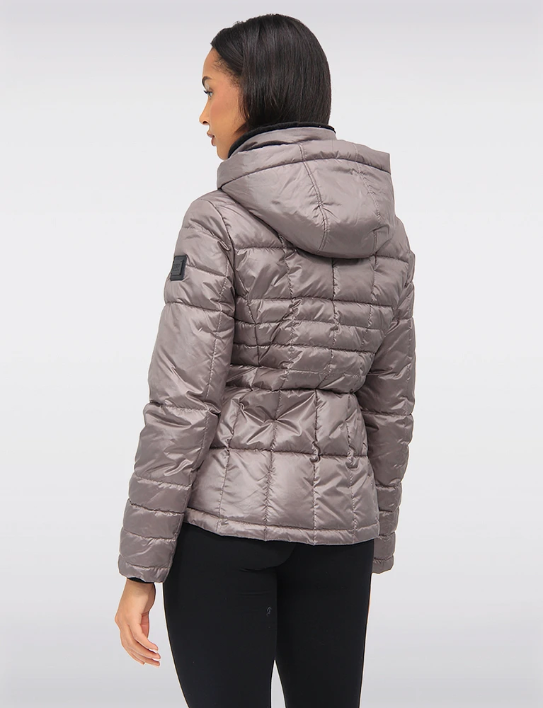 Exclusive Vegan Short Eco-Down Hooded Cire Puffer Winter Jacket by Loop