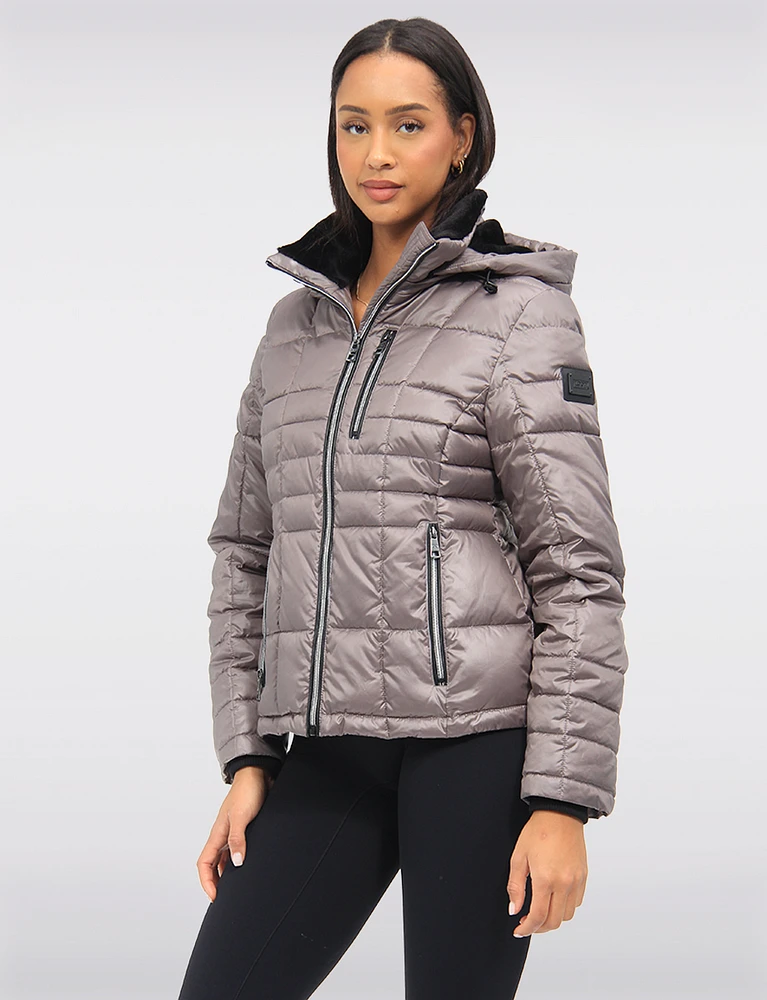 Exclusive Vegan Short Eco-Down Hooded Cire Puffer Winter Jacket by Loop