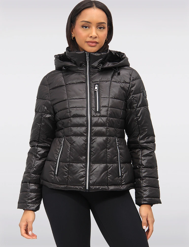 Exclusive Vegan Short Eco-Down Hooded Cire Puffer Winter Jacket by Loop