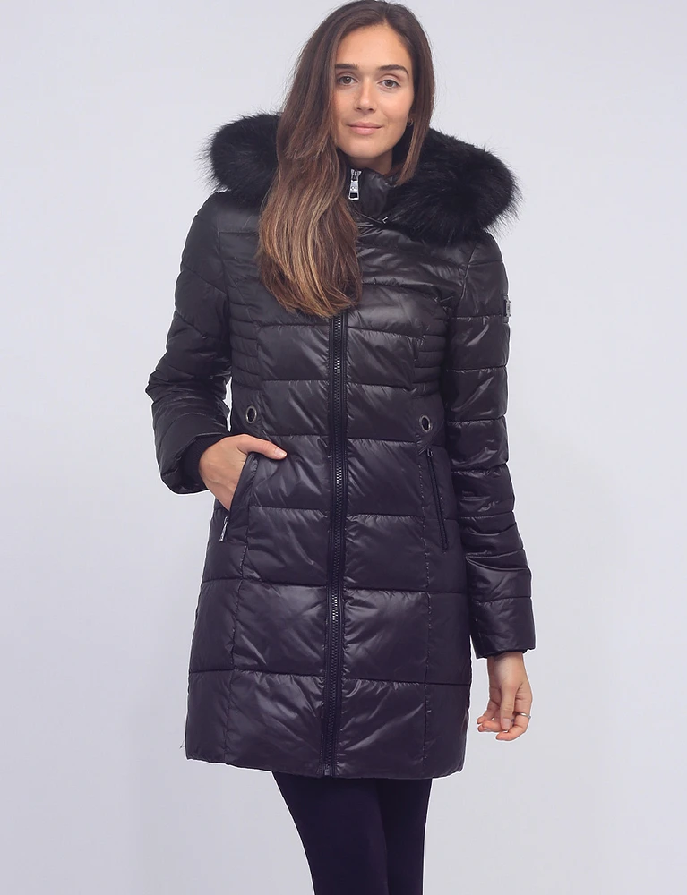 Exclusive Vegan Long Eco-Down Hooded Cire Puffer Winter Jacket by Loop