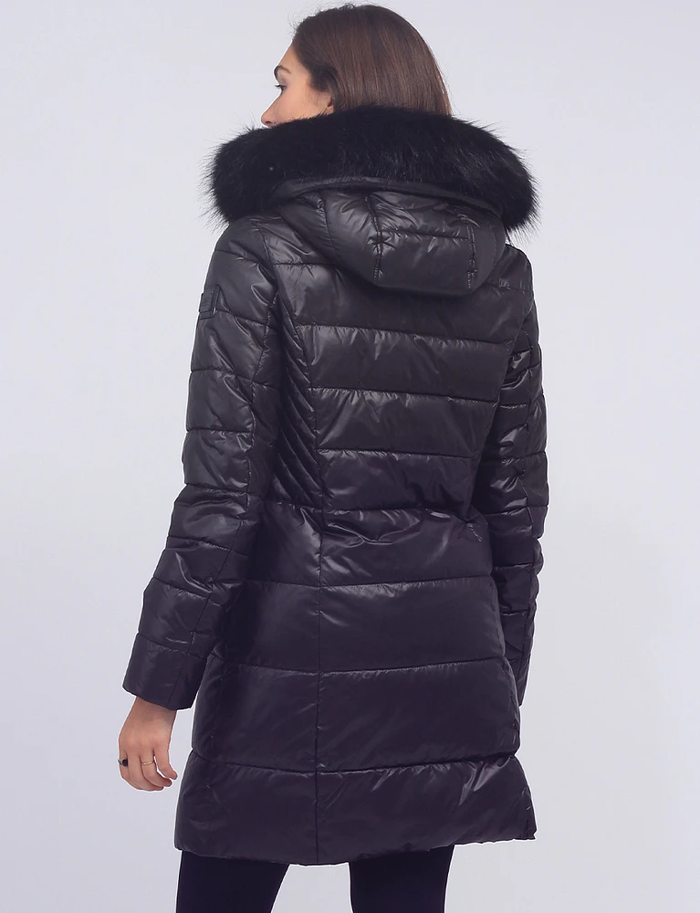 Exclusive Vegan Long Eco-Down Hooded Cire Puffer Winter Jacket by Loop