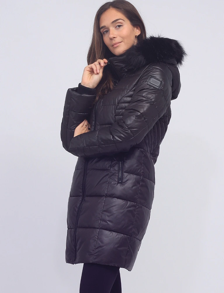 Exclusive Vegan Long Eco-Down Hooded Cire Puffer Winter Jacket by Loop