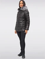 Vegan Cire Eco-Down Puffer Jacket With Detachable Faux Fur Trimmed Hood by Loop