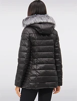 Vegan Cire Eco-Down Puffer Jacket With Detachable Faux Fur Trimmed Hood by Loop