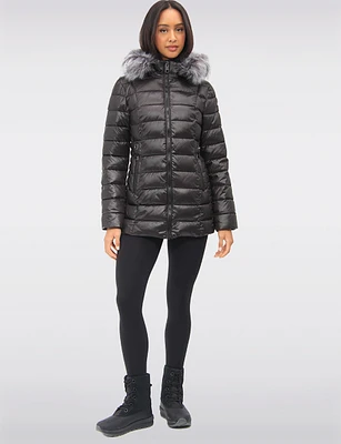 Vegan Cire Eco-Down Puffer Jacket With Detachable Faux Fur Trimmed Hood by Loop