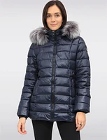 Vegan Cire Eco-Down Puffer Jacket With Detachable Faux Fur Trimmed Hood by Loop