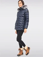 Vegan Cire Eco-Down Puffer Jacket With Detachable Faux Fur Trimmed Hood by Loop