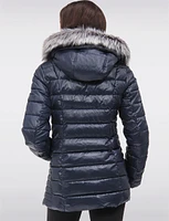 Vegan Cire Eco-Down Puffer Jacket With Detachable Faux Fur Trimmed Hood by Loop