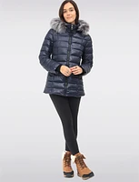 Vegan Cire Eco-Down Puffer Jacket With Detachable Faux Fur Trimmed Hood by Loop