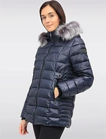 Vegan Cire Eco-Down Puffer Jacket With Detachable Faux Fur Trimmed Hood by Loop