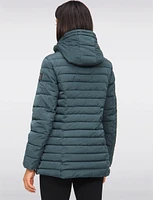 Vegan Eco-Down High Collar Puffer Jacket Detachable Hood With Inner Bib by Loop