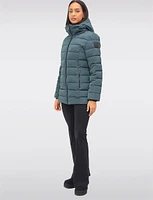 Vegan Eco-Down High Collar Puffer Jacket Detachable Hood With Inner Bib by Loop