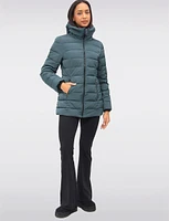 Vegan Eco-Down High Collar Puffer Jacket Detachable Hood With Inner Bib by Loop