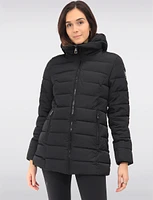 Vegan Eco-Down High Collar Puffer Jacket Detachable Hood With Inner Bib by Loop