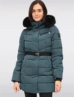 Vegan Eco-Down Puffer Parka With Detachable Faux Fur Trim Hood by Loop