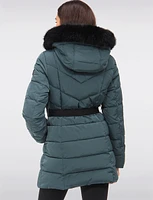 Vegan Eco-Down Puffer Parka With Detachable Faux Fur Trim Hood by Loop