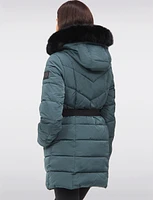 Vegan Eco-Down Puffer Parka With Detachable Faux Fur Trim Hood by Loop