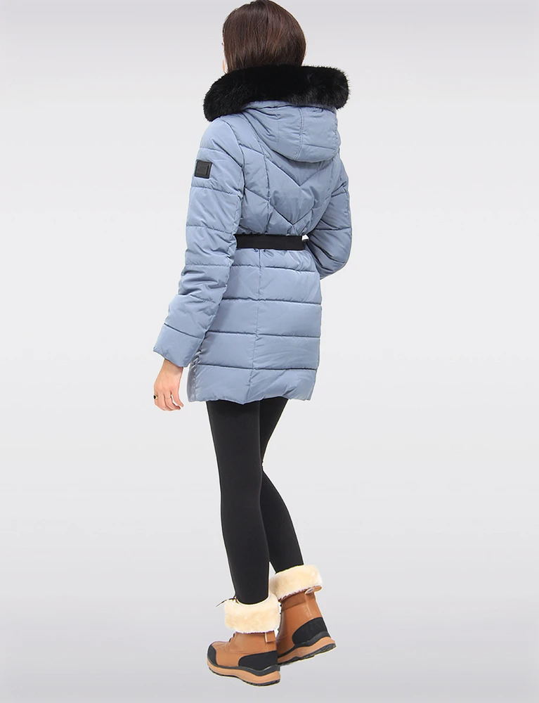 Vegan Eco-Down Puffer Parka With Detachable Faux Fur Trim Hood by Loop