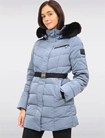 Vegan Eco-Down Puffer Parka With Detachable Faux Fur Trim Hood by Loop